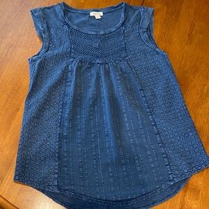 Lucky Brand Baby Doll Blue Sleeveless Top Small